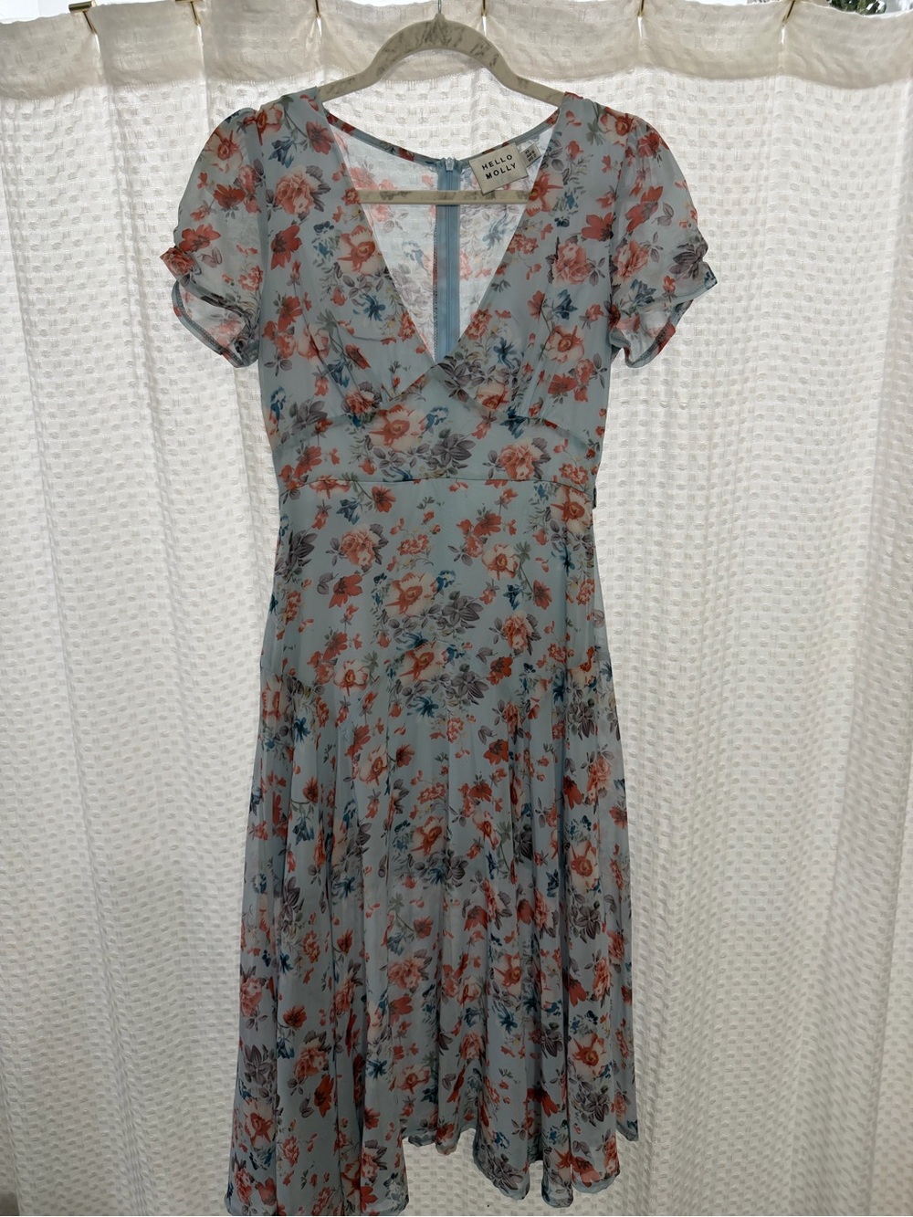 Hello Molly Sky Blue Floral V-Neck Midi Dress